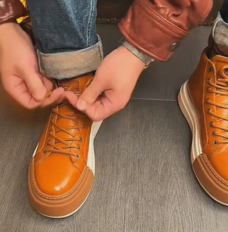 Men's Retro Brown High-Top Casual Boots