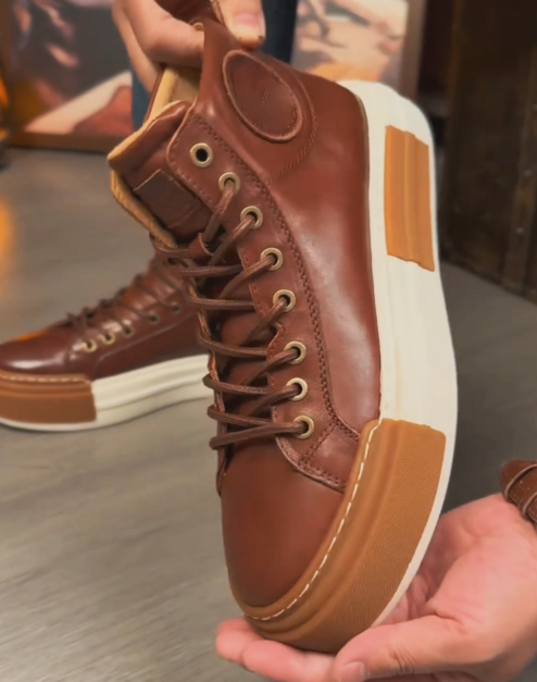 Men's Retro Brown High-Top Casual Boots