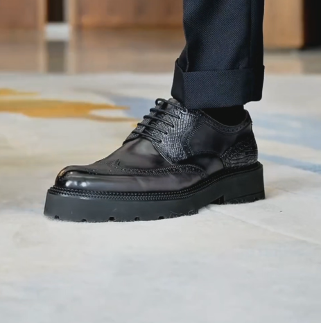 Men's Chunky Sole Brogue Dress Shoes