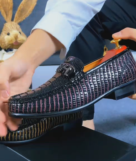 Men's Crocodile-Embossed Leather Loafers