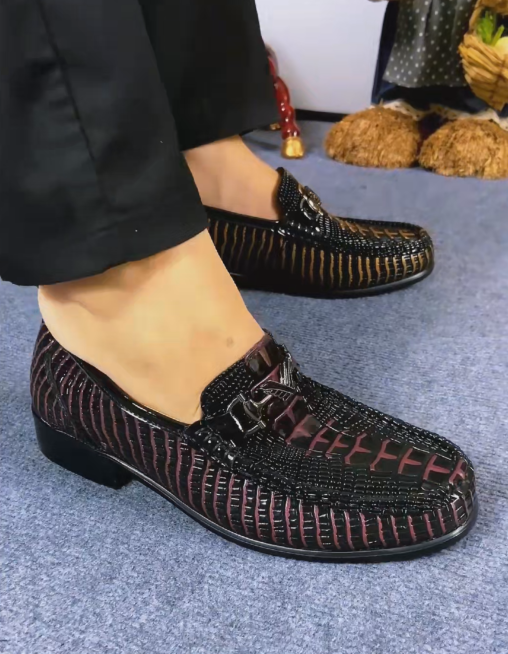 Men's Crocodile-Embossed Leather Loafers