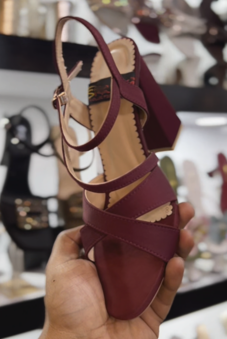 Ladies’ Crisscross Strap Block-Heel Sandals