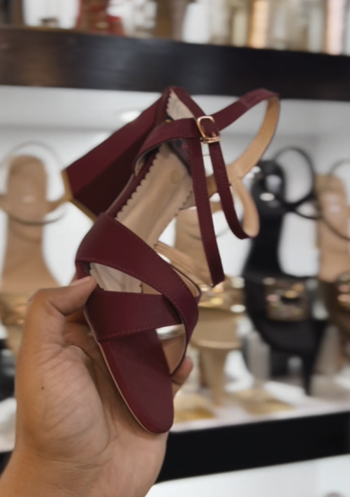 Ladies’ Crisscross Strap Block-Heel Sandals