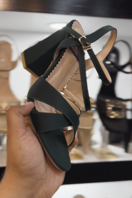 Ladies’ Crisscross Strap Block-Heel Sandals