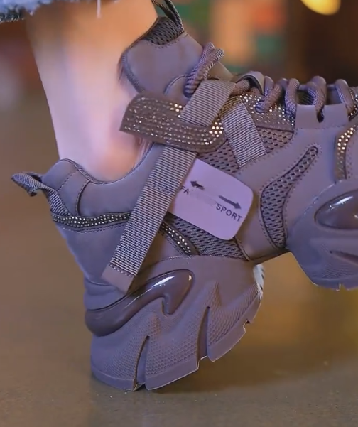 Ladies’ Rhinestone-Embellished Chunky Sneakers