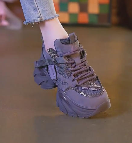 Ladies’ Rhinestone-Embellished Chunky Sneakers