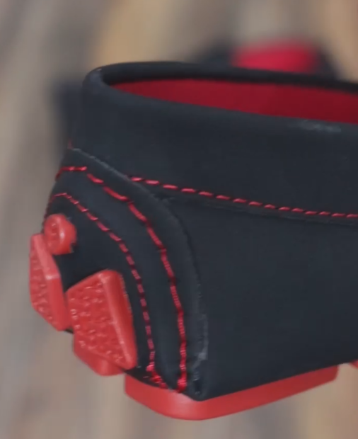 Men's Black-Red Contrast Stitch Driving Loafers