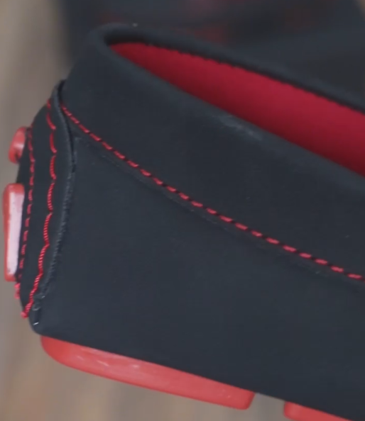 Men's Black-Red Contrast Stitch Driving Loafers