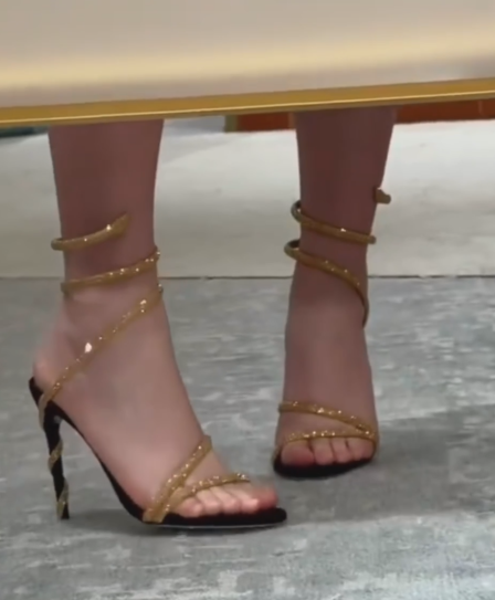 Ladies' Glitter Ankle-Wrap High Heel Sandals
