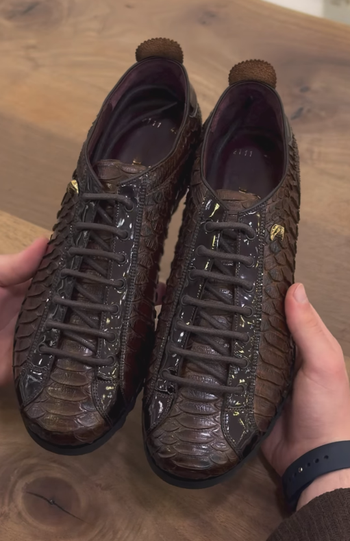 Men's Luxury Snakeskin-Effect Casual Sneakers