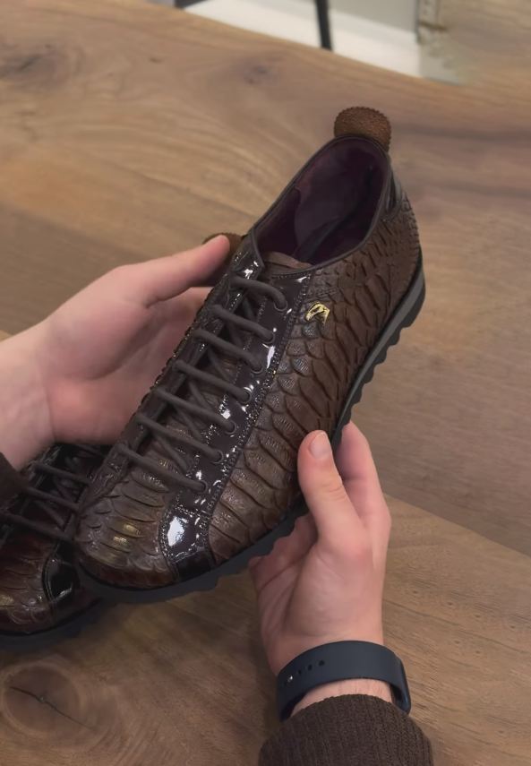 Men's Luxury Snakeskin-Effect Casual Sneakers