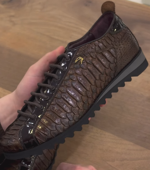 Men's Luxury Snakeskin-Effect Casual Sneakers