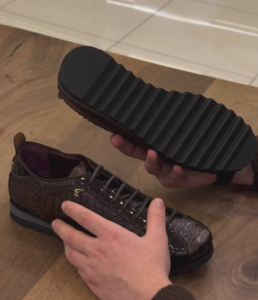 Men's Luxury Snakeskin-Effect Casual Sneakers