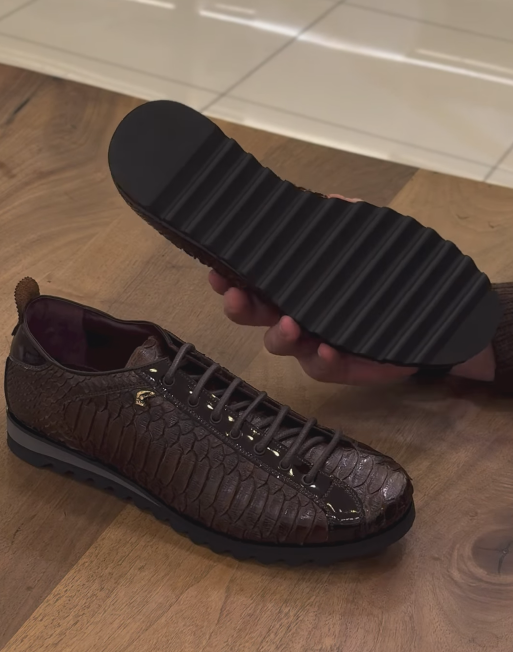 Men's Luxury Snakeskin-Effect Casual Sneakers
