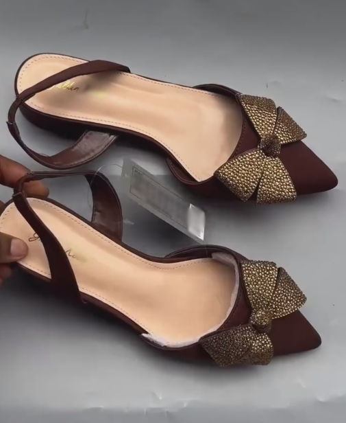 Ladies' Pointed-Toe Rhinestone Bow Dress Shoes
