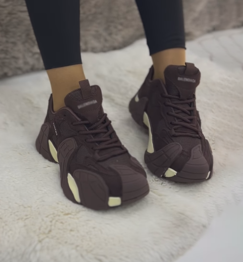 Ladies' Brown Chunky Platform Casual Sneakers