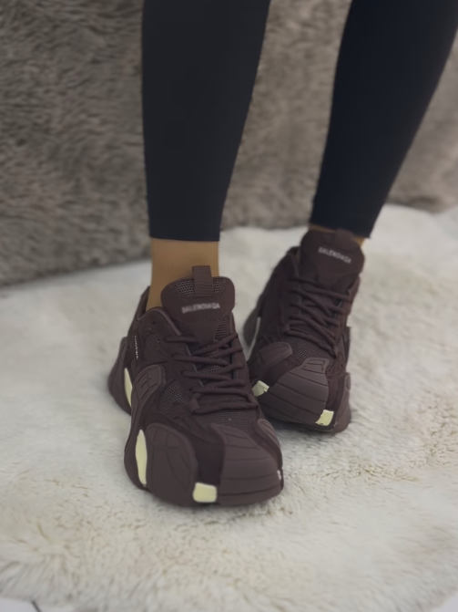 Ladies' Brown Chunky Platform Casual Sneakers