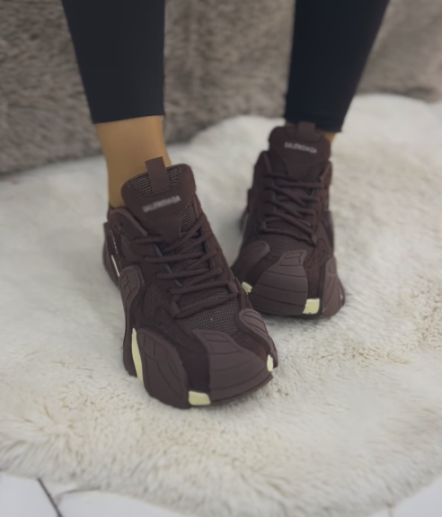 Ladies' Brown Chunky Platform Casual Sneakers