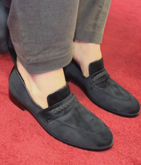 Men's Suede Braided Penny Loafers