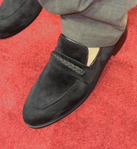 Men's Suede Braided Penny Loafers