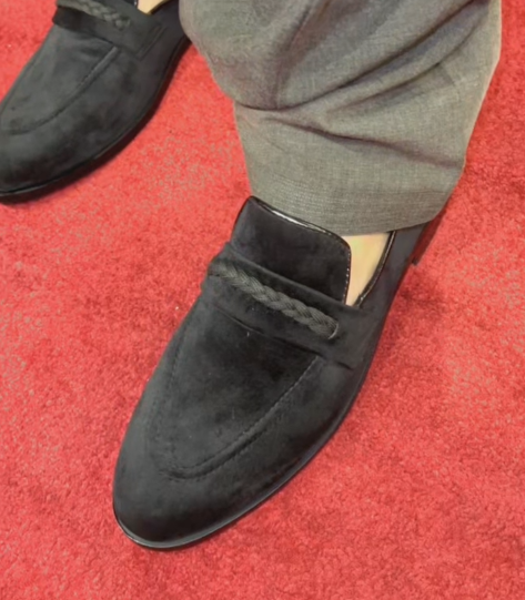 Men's Suede Braided Penny Loafers