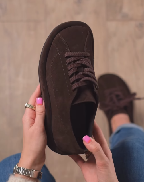 Ladies' Suede Platform Lace-Up Sneakers