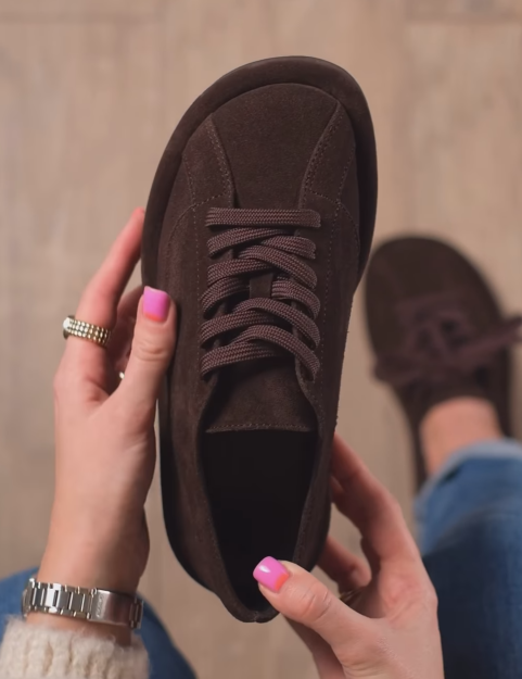 Ladies' Suede Platform Lace-Up Sneakers
