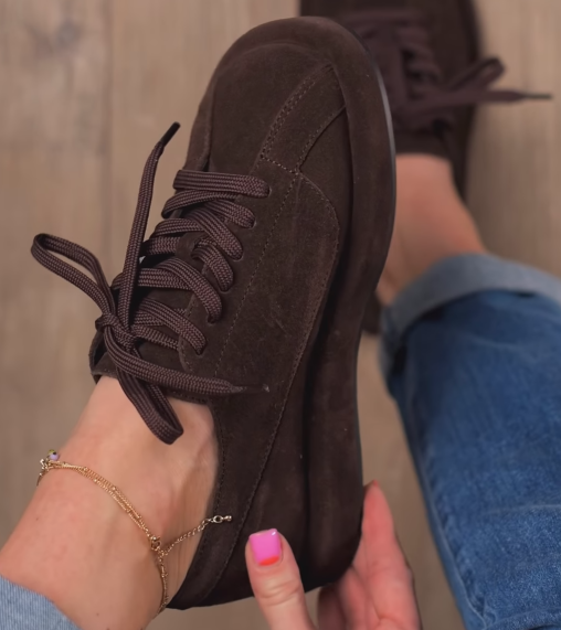 Ladies' Suede Platform Lace-Up Sneakers