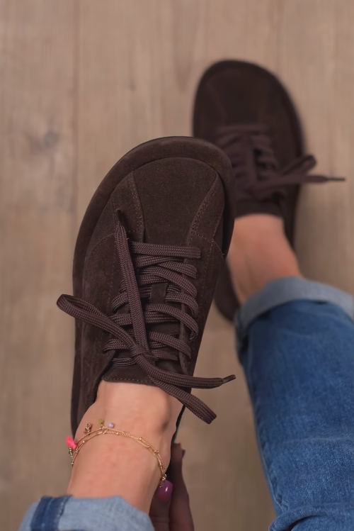 Ladies' Suede Platform Lace-Up Sneakers