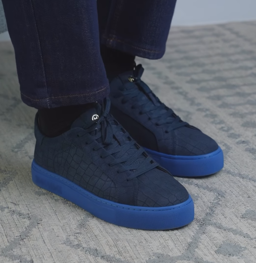 Men's Croc-Embossed Suede Casual Sneakers