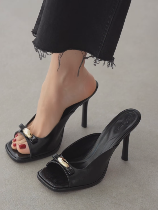 Ladies' Square-Toe Stiletto Heel Slides