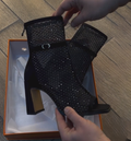 Ladies' Rhinestone Mesh Peep-Toe Ankle Boots