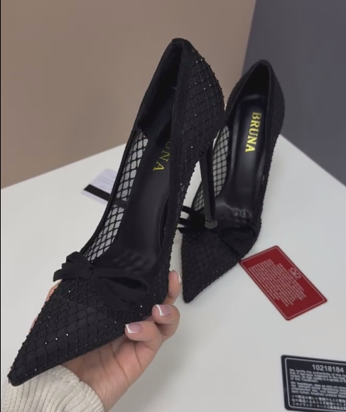 Ladies' Mesh Bow Pointed-Toe Stiletto Pumps