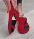 Ladies' Suede Toe-Ring Platform Slide Sandals