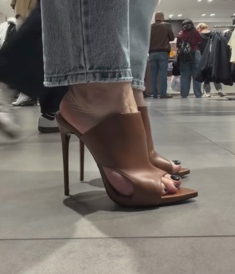Ladies' Sculptural Stiletto Peep-Toe Backless Pumps
