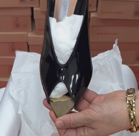 Ladies' Patent Leather V-Cut Slingback Stiletto Heels