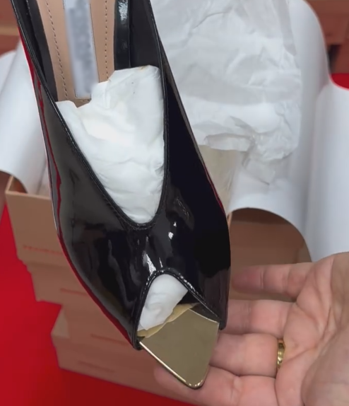 Ladies' Patent Leather V-Cut Slingback Stiletto Heels