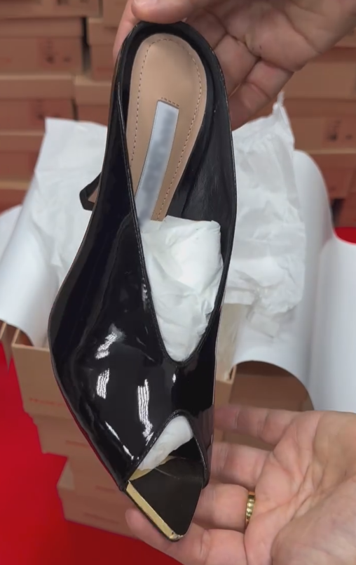 Ladies' Patent Leather V-Cut Slingback Stiletto Heels