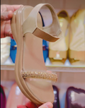 Ladies' Rhinestone-Embellished Platform Slingback Sandals