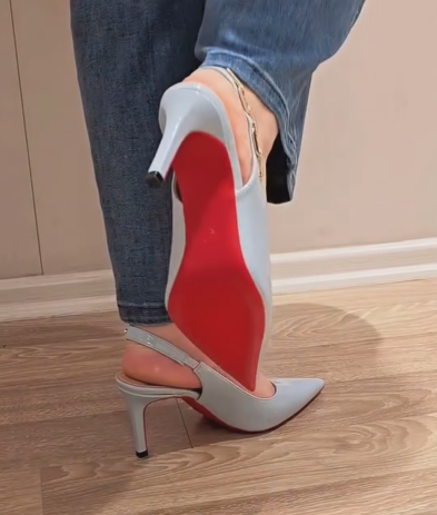 Ladies' Patent Leather Slingback Pointed-Toe Stiletto Heels