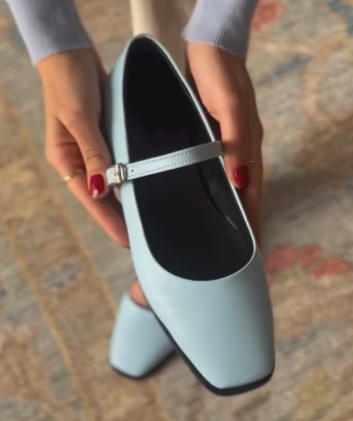 Ladies' Leather Mary Jane Square-Toe Flats