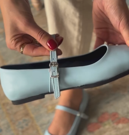 Ladies' Leather Mary Jane Square-Toe Flats