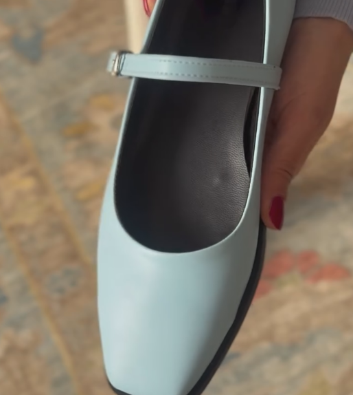 Ladies' Leather Mary Jane Square-Toe Flats