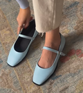 Ladies' Leather Mary Jane Square-Toe Flats