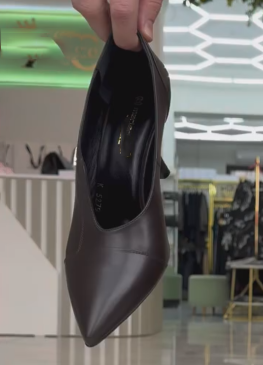 Ladies' Leather Pointed-Toe Sculptural Heel Pumps