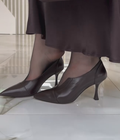 Ladies' Leather Pointed-Toe Sculptural Heel Pumps