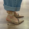 Ladies' Lace Slingback Pointed-Toe Stiletto Heels with Rhinestones