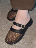 Ladies' Mesh Rhinestone Mary Jane Mule Flats