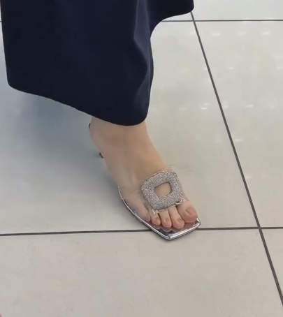 Ladies' Minimalist Transparent Strap Kitten Heel Backless Slides
