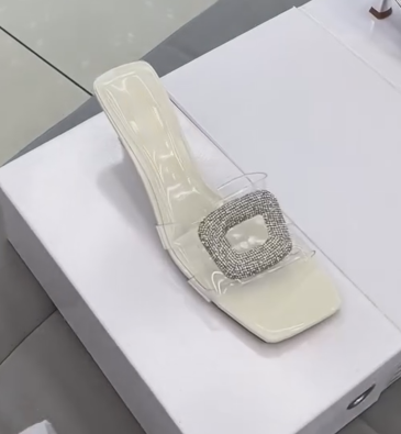 Ladies' Minimalist Transparent Strap Kitten Heel Backless Slides